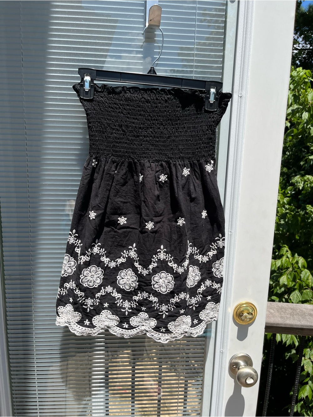 Rue21 Black Smocked Top with Lace Trim